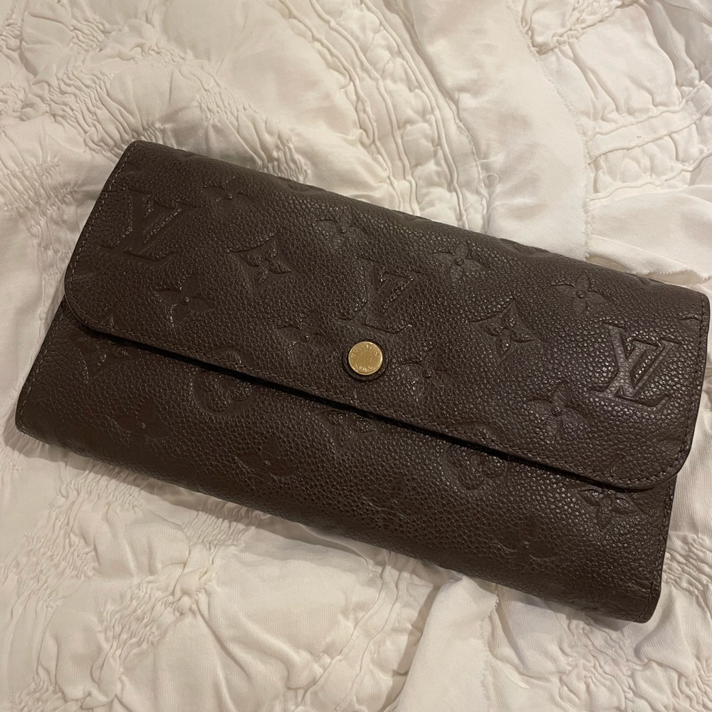 Louis Vuitton monogram empreinte long wallet brown